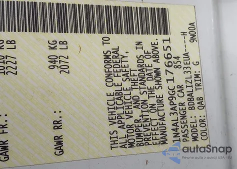 2016 Nissan Altima 2.5 Sv from USA, damaged, VIN 1N4AL3AP9GC176651